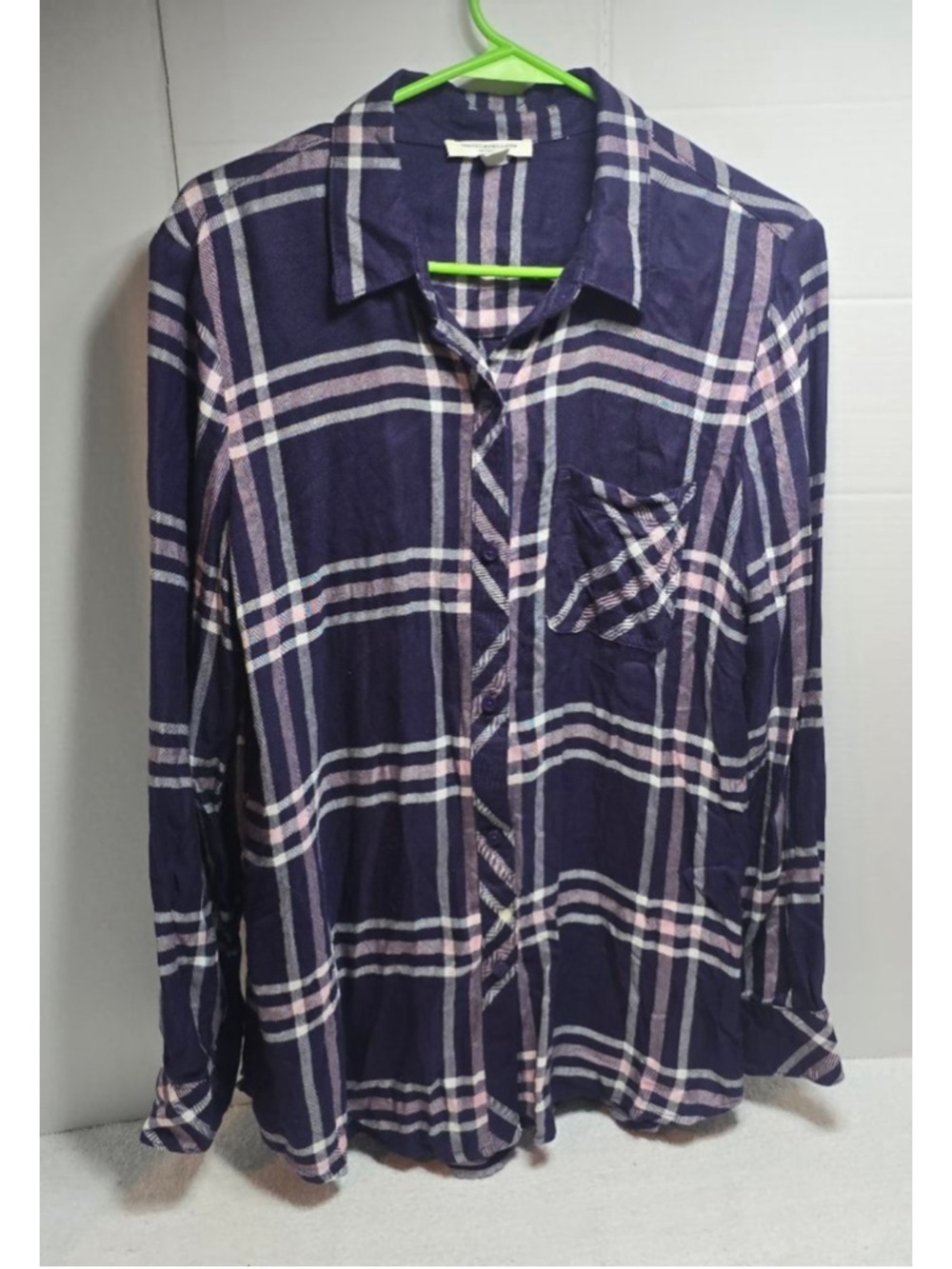 Women's beachlunchlounge Purple Pink Plaid Button Down Shirt M